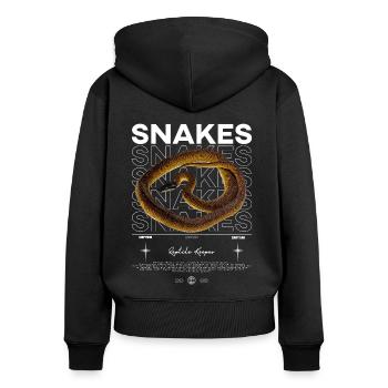 Weißlippige Python Moderner Reptilienhalter - Frauen Premium Bio Zip Hoodie - Schwarz - Hinten - Julia (174cm)