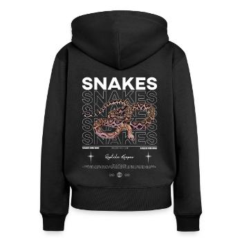 Schuppenlose Kornnatter Streetwear Reptilienwächter - Frauen Premium Bio Zip Hoodie - Schwarz - Hinten - Julia (174cm)