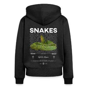 Smaragdbaum Boa Moderne Streetwear Reptilienhalterin - Frauen Premium Bio Zip Hoodie - Schwarz - Hinten - Julia (174cm)