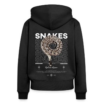 California Kingsnake Streetwear Reptilienhalter - Frauen Premium Bio Zip Hoodie - Schwarz - Hinten - Julia (174cm)
