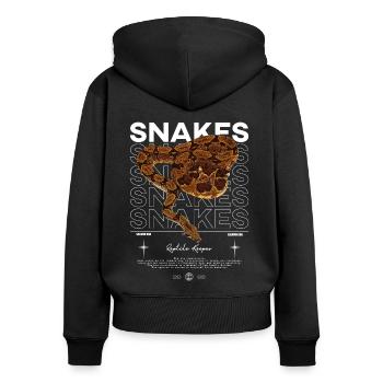 Lachs Boa Schlange Moderne Streetwear Reptilienhalterin - Frauen Premium Bio Zip Hoodie - Schwarz - Hinten - Julia (174cm)
