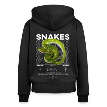 Green Tree Python moderne Streetwear Reptile gardien - Sweat à capuche zippé Premium bio Femme - noir - Dos - Julia (174cm)