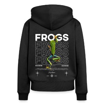 Rotäugiger Laubfrosch Streetwear Froschhüter - Frauen Premium Bio Zip Hoodie - Schwarz - Hinten - Julia (174cm)