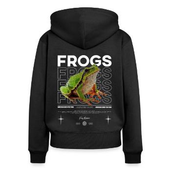 American Green Tree Frog Streetwear Frog Keeper - Women's Premium Organic Zip Hoodie - black - Back - Julia (174cm)