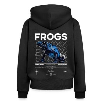 Dendrobates Azureus Dart Frosch Streetwear Frosch - Frauen Premium Bio Zip Hoodie - Schwarz - Hinten - Julia (174cm)
