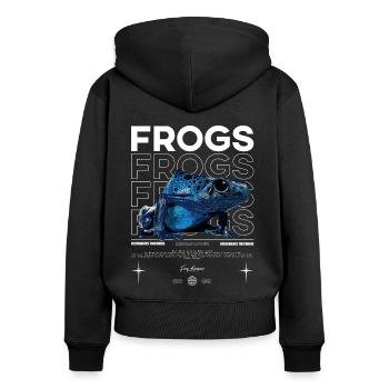 Dendrobates Azureus Dart Frosch Streetwear Frosch - Frauen Premium Bio Zip Hoodie - Schwarz - Hinten - Julia (174cm)