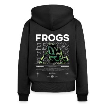 Dendrobatidae Aratus Dart Frosch Streetwear Frosch - Frauen Premium Bio Zip Hoodie - Schwarz - Hinten - Julia (174cm)