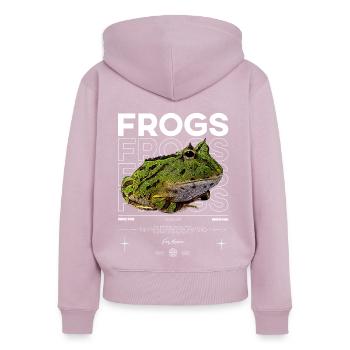 Gehörnter Frosch Streetwear Froschhüter - Frauen Premium Bio Zip Hoodie - Altrosa - Hinten - Julia (174cm)