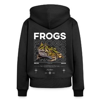 Gehörnter Frosch Streetwear Froschhüter - Frauen Premium Bio Zip Hoodie - Schwarz - Hinten - Julia (174cm)