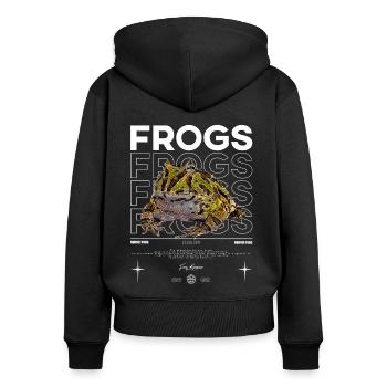 Gehörnter Frosch Streetwear Froschhüter - Frauen Premium Bio Zip Hoodie - Schwarz - Hinten - Julia (174cm)
