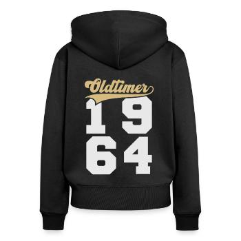 Oldtimer 1964 - Frauen Premium Bio Zip Hoodie - Schwarz - Hinten - Julia (174cm)