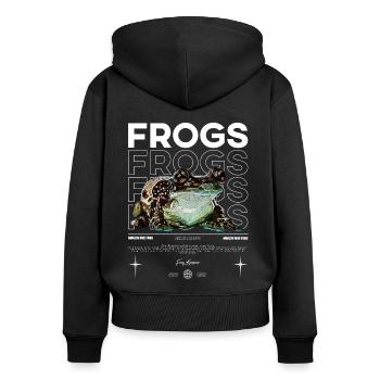 Milk Frog Streetwear Frog Keeper - Women's Premium Organic Zip Hoodie - black - Back - Julia (174cm)