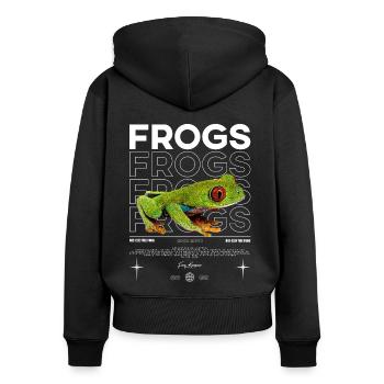 Red Eyed Tree Frog Streetwear Frog Keeper - Women's Premium Organic Zip Hoodie - black - Back - Julia (174cm)