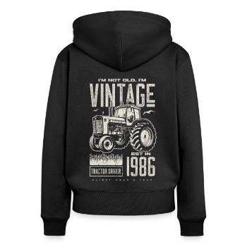 Vintage Traktor Landwirt Geburtstag geboren 1986 - Frauen Premium Bio Zip Hoodie - Schwarz - Hinten - Julia (174cm)