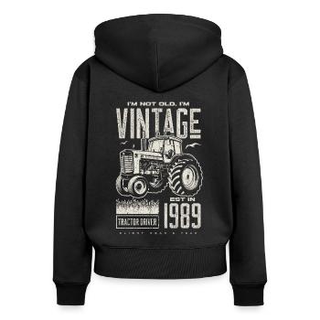 Vintage Traktor Landwirt Geburtstag geboren 1989 - Frauen Premium Bio Zip Hoodie - Schwarz - Hinten - Julia (174cm)