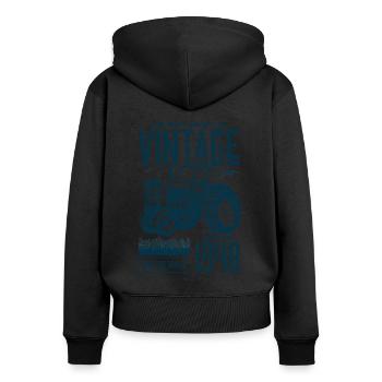 Vintage Traktor Landwirt Geburtstag Geboren 1948 - Frauen Premium Bio Zip Hoodie - Schwarz - Hinten - Julia (174cm)