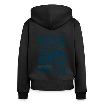 Vintage Traktor Landwirt Geburtstag geboren 1968 - Frauen Premium Bio Zip Hoodie - Schwarz - Hinten - Julia (174cm)