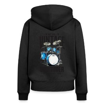 Je ne suis pas vieux Je suis Vintage Retro 2000 batteur - Sweat à capuche zippé Premium bio Femme - noir - Dos - Julia (174cm)