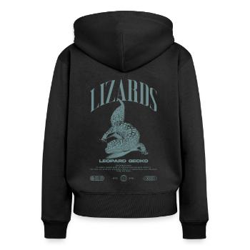 Leopard Gecko Modern Reptile Keeper Streetwear - Frauen Premium Bio Zip Hoodie - Schwarz - Hinten - Julia (174cm)