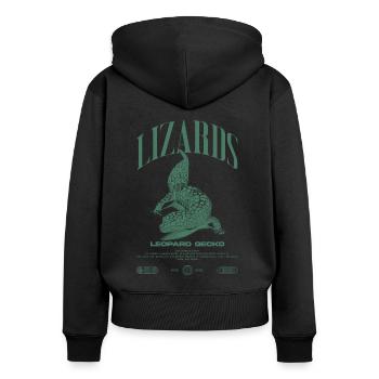 Leopard Gecko Modern Reptile Keeper Streetwear - Frauen Premium Bio Zip Hoodie - Schwarz - Hinten - Julia (174cm)