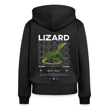 Moniteur d’arbre vert Streetwear gardien de lézard - Sweat à capuche zippé Premium bio Femme - noir - Dos - Julia (174cm)