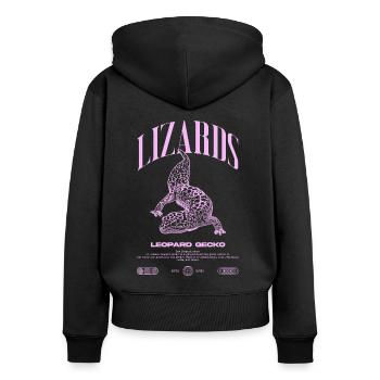 Leopard Gecko Moderne Reptilienwärter Streetwear - Frauen Premium Bio Zip Hoodie - Schwarz - Hinten - Julia (174cm)