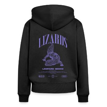 Leopard Gecko Moderne Reptilienwärter Streetwear - Frauen Premium Bio Zip Hoodie - Schwarz - Hinten - Julia (174cm)
