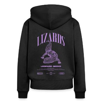 Leopard Gecko Moderne Reptilienwärter Streetwear - Frauen Premium Bio Zip Hoodie - Schwarz - Hinten - Julia (174cm)