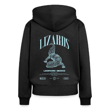 Leopard Gecko Moderne Reptilienwärter Streetwear - Frauen Premium Bio Zip Hoodie - Schwarz - Hinten - Julia (174cm)