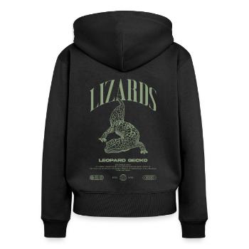 Leopard Gecko Moderne Reptilienwärter Streetwear - Frauen Premium Bio Zip Hoodie - Schwarz - Hinten - Julia (174cm)