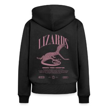 Moniteur d’arbre vert Streetwear gardien de lézard - Sweat à capuche zippé Premium bio Femme - noir - Dos - Julia (174cm)