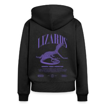 Moniteur d’arbre vert Streetwear gardien de lézard - Sweat à capuche zippé Premium bio Femme - noir - Dos - Julia (174cm)