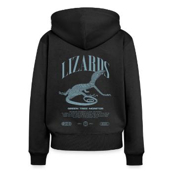 Moniteur d’arbre vert Streetwear gardien de lézard - Sweat à capuche zippé Premium bio Femme - noir - Dos - Julia (174cm)