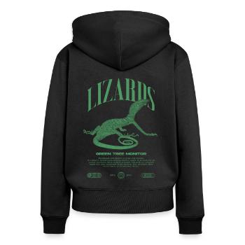 Moniteur d’arbre vert Streetwear gardien de lézard - Sweat à capuche zippé Premium bio Femme - noir - Dos - Julia (174cm)