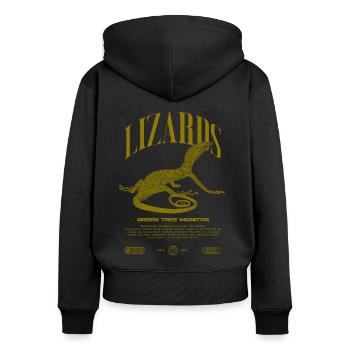 Moniteur d’arbre vert Streetwear gardien de lézard - Sweat à capuche zippé Premium bio Femme - noir - Dos - Julia (174cm)