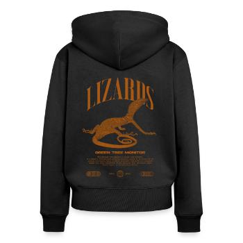 Moniteur d’arbre vert Streetwear gardien de lézard - Sweat à capuche zippé Premium bio Femme - noir - Dos - Julia (174cm)