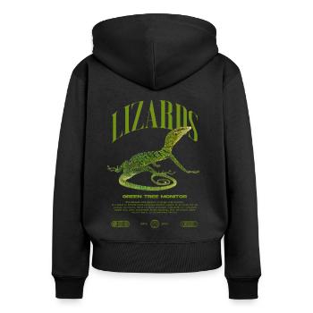 Moniteur d’arbre vert Streetwear gardien de lézard - Sweat à capuche zippé Premium bio Femme - noir - Dos - Julia (174cm)