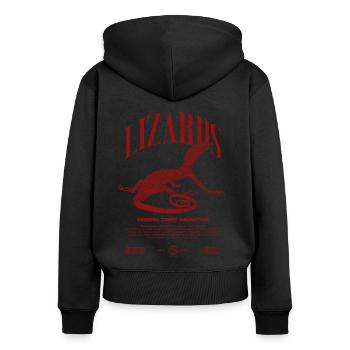 Moniteur d’arbre vert Streetwear gardien de lézard - Sweat à capuche zippé Premium bio Femme - noir - Dos - Julia (174cm)