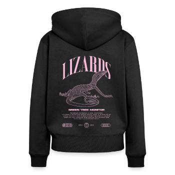 Moniteur d’arbre vert Streetwear gardien de lézard - Sweat à capuche zippé Premium bio Femme - noir - Dos - Julia (174cm)