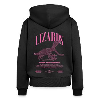 Moniteur d’arbre vert Streetwear gardien de lézard - Sweat à capuche zippé Premium bio Femme - noir - Dos - Julia (174cm)