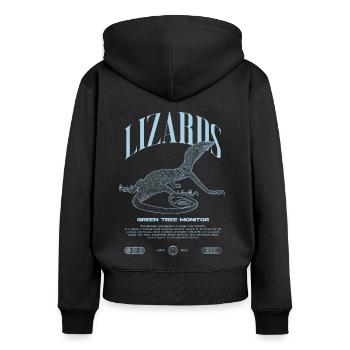 Moniteur d’arbre vert Streetwear gardien de lézard - Sweat à capuche zippé Premium bio Femme - noir - Dos - Julia (174cm)