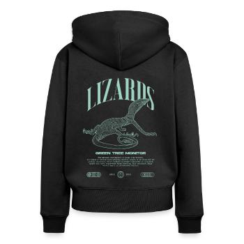 Moniteur d’arbre vert Streetwear gardien de lézard - Sweat à capuche zippé Premium bio Femme - noir - Dos - Julia (174cm)