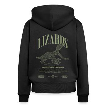 Moniteur d’arbre vert Streetwear gardien de lézard - Sweat à capuche zippé Premium bio Femme - noir - Dos - Julia (174cm)