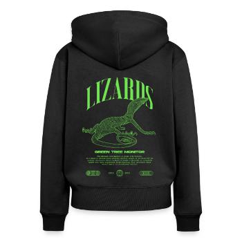 Moniteur d’arbre vert Streetwear gardien de lézard - Sweat à capuche zippé Premium bio Femme - noir - Dos - Julia (174cm)