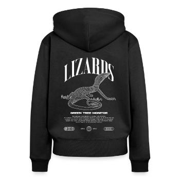 Moniteur d’arbre vert Streetwear gardien de lézard - Sweat à capuche zippé Premium bio Femme - noir - Dos - Julia (174cm)