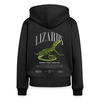 Moniteur d’arbre vert Streetwear gardien de lézard - Sweat à capuche zippé Premium bio Femme - noir - Dos - Julia (174cm)