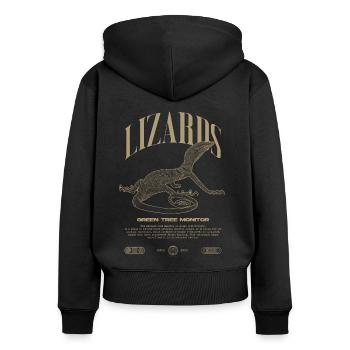 Moniteur d’arbre vert Streetwear gardien de lézard - Sweat à capuche zippé Premium bio Femme - noir - Dos - Julia (174cm)