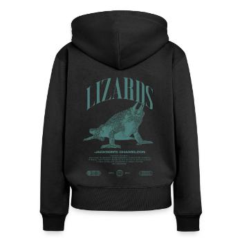 Jackson's Chameleon Streetwear Lizard Keeper - Women's Premium Organic Zip Hoodie - black - Back - Julia (174cm)
