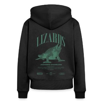 Jackson's Chameleon Streetwear Lizard Keeper - Women's Premium Organic Zip Hoodie - black - Back - Julia (174cm)
