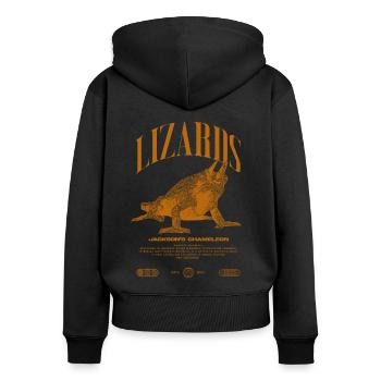 Jackson's Chameleon Streetwear Lizard Keeper - Women's Premium Organic Zip Hoodie - black - Back - Julia (174cm)